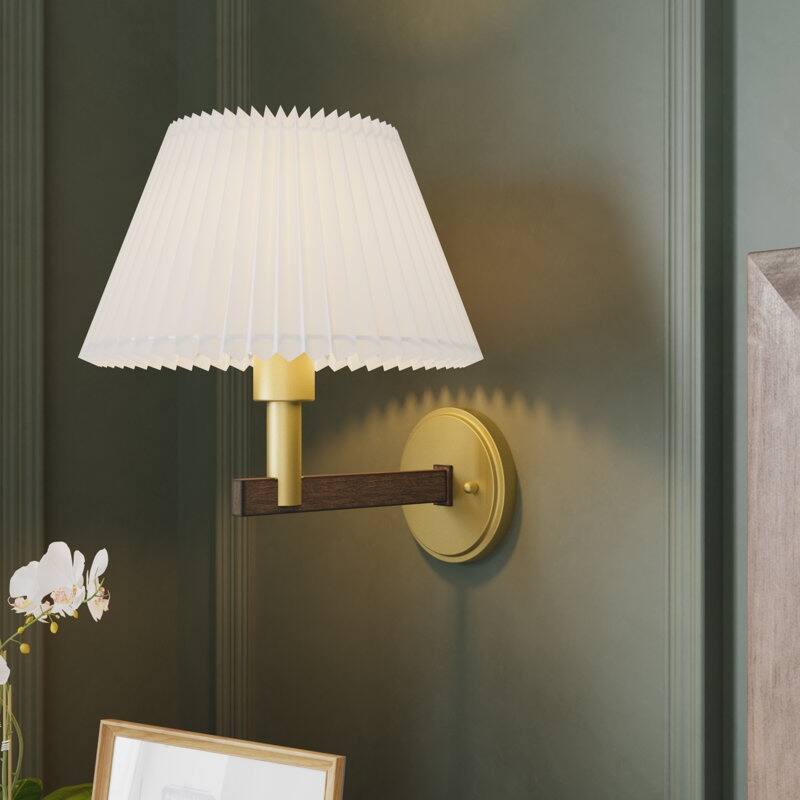 Acroma 1-light Modern Statement Sconce Fabric Wall Light - 11.4'' W * 12.5'' D * 12.8'' H - Satin Brass/(DWW)
