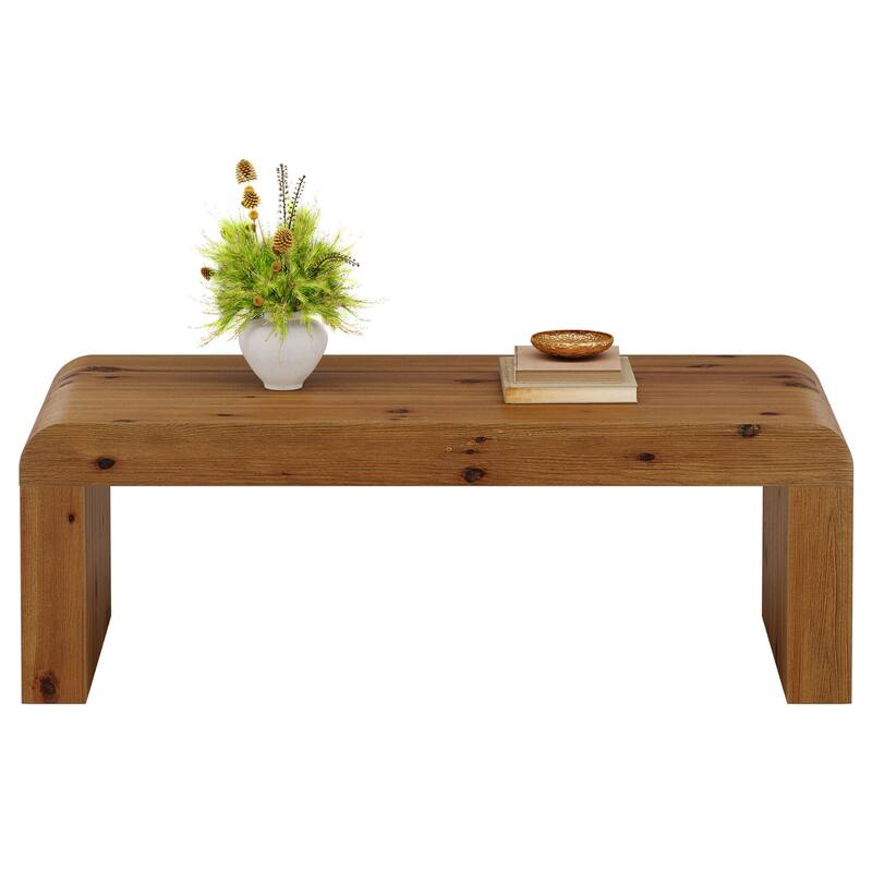 47-Inch Solid Wood Coffee Table, Farmhouse Rectangle Center Table