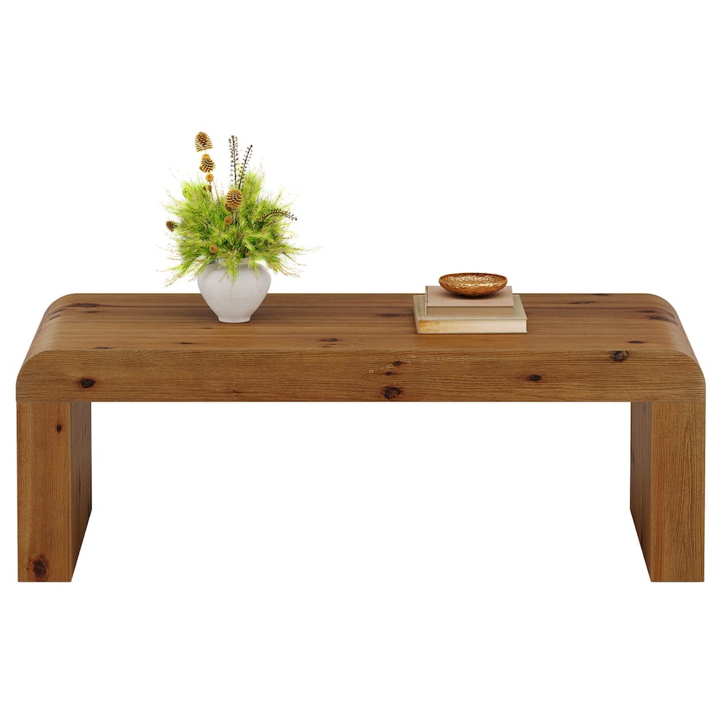 Solid Wood Coffee Table, 47-Inch Farmhouse Rectangle Center Table