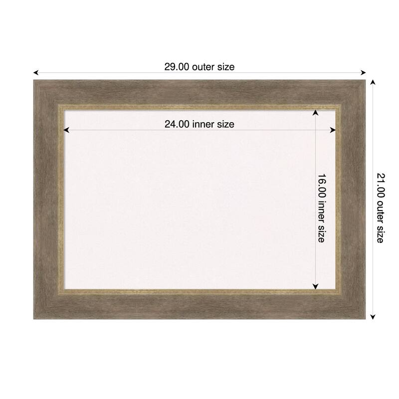 Driftwood Tan Wood Framed Cork Board - Bulletin Board, Organization Board, Pin Board - White - 29 x 21 in