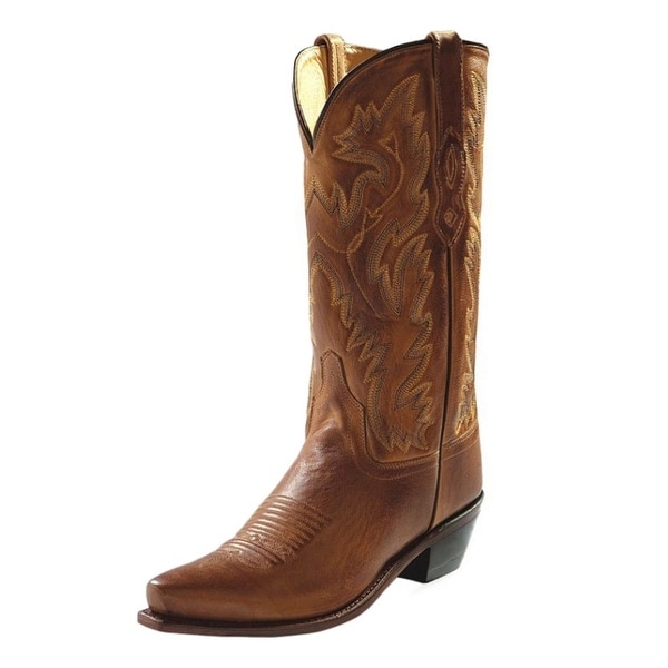 Old West Cowboy Boots Men Cushioned Leather Snip Toe Tan Canyon