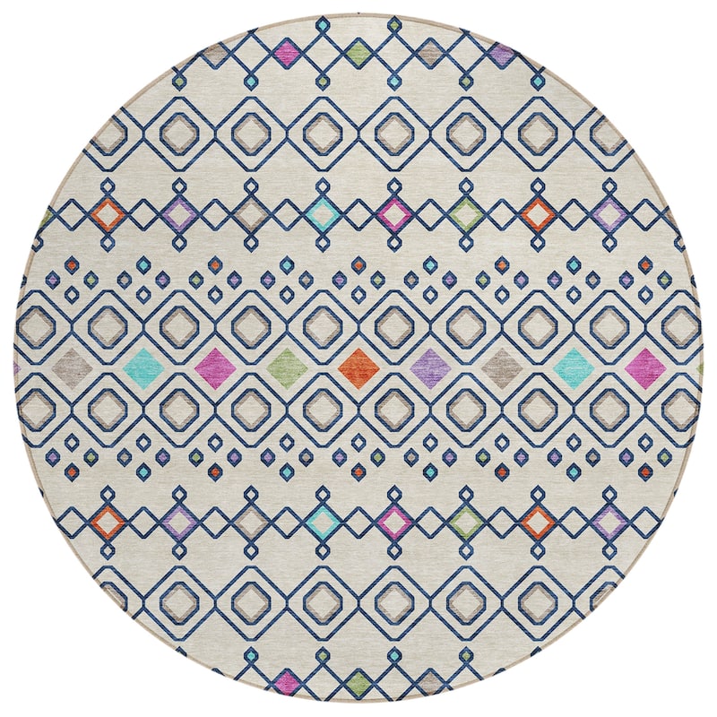 Machine Washable Indoor/ Outdoor Global Contempory Chantille Rug