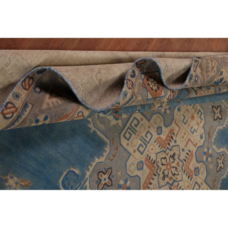 Traditional Blue Tabriz Persian Area Rug Hand-Knotted Wool Carpet - 9'4"x 12'5"