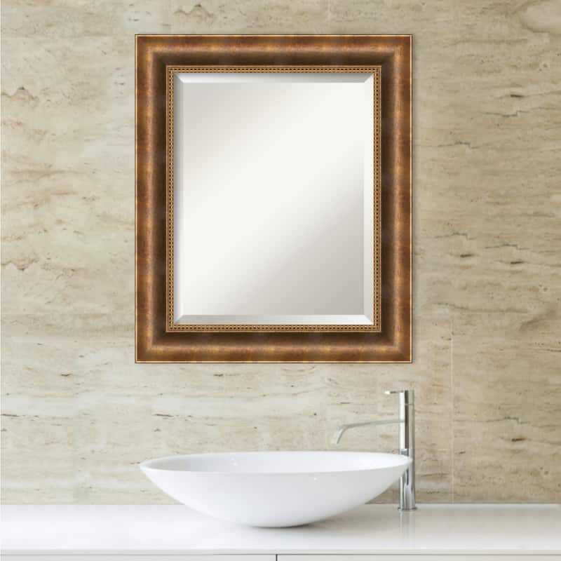 Beveled Wood Bathroom Wall Mirror - Manhattan Bronze Frame