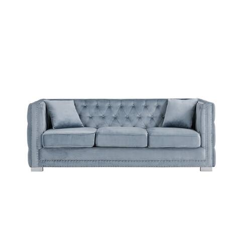 Silver Orchid Kovanko Velvet Upholstered Sofa