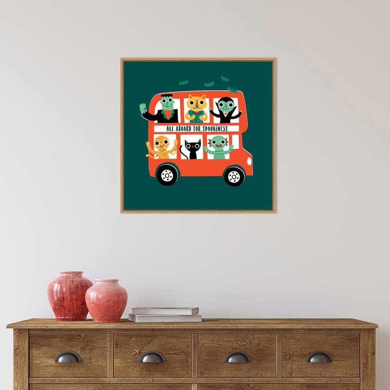 Amanti Art Spooky Bus Framed Canvas Wall Art