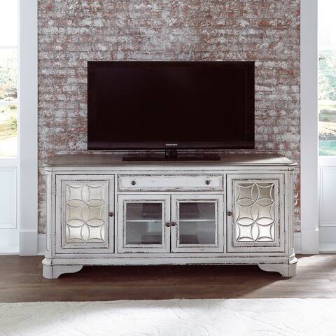 Magnolia Manor Antique White Weathered Bark Entertainment TV Stand