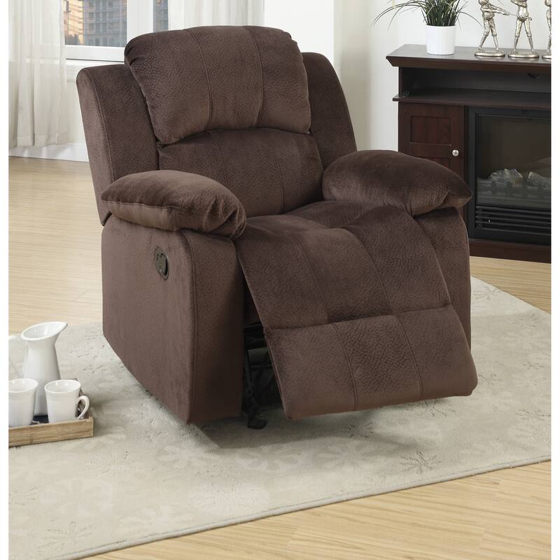 Motion Recliner Chair 1pc Rocker Recliner Couch Living Room Furniture Chocolate Padded Suede Metal Reclining