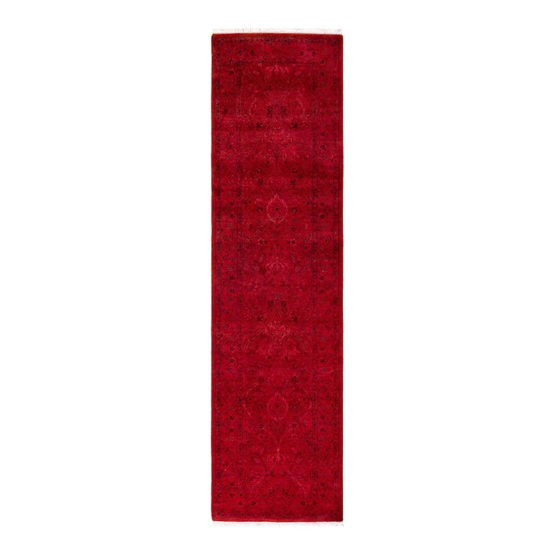 Fine Vibrance, One-of-a-Kind Hand-Knotted Area Rug - Red, 2' 7" x 9' 10" - 2' 7" x 9' 10"