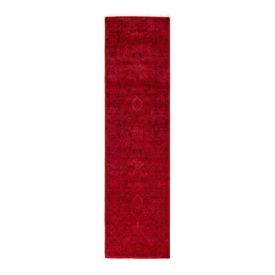 Fine Vibrance, One-of-a-Kind Hand-Knotted Area Rug - Red, 2' 7" x 9' 10" - 2' 7" x 9' 10"