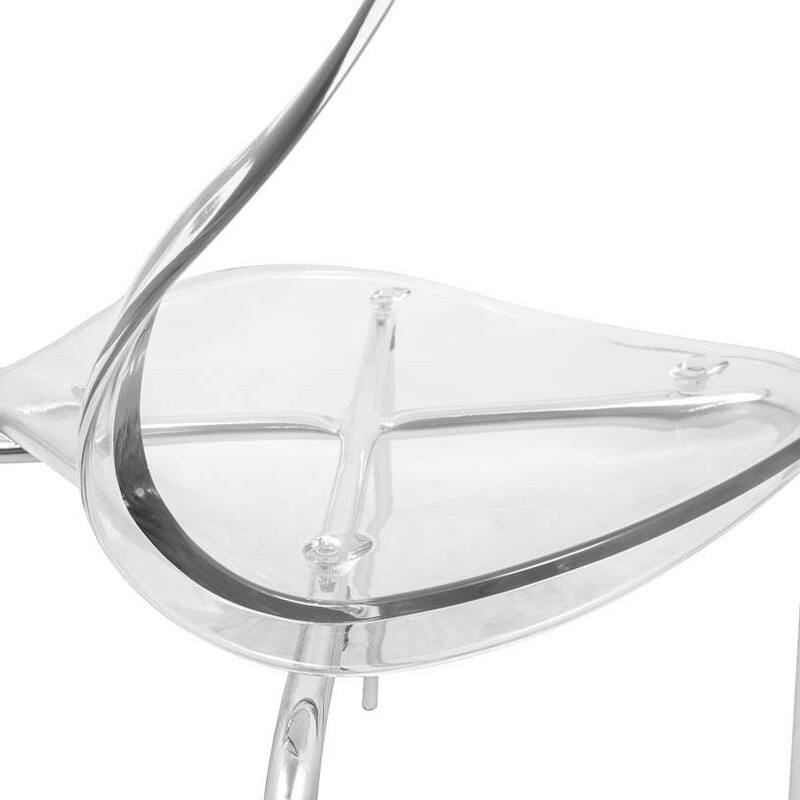 Oyster Modern Stackable Plastic Dining Chair with Curved Backrest and Accent Chrome Legs for Kitchen or Café Use Set of 2