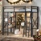 preview thumbnail 2 of 8, Twin Size Metal Loft Bed with Shelves and Desk, Space-saving, Black