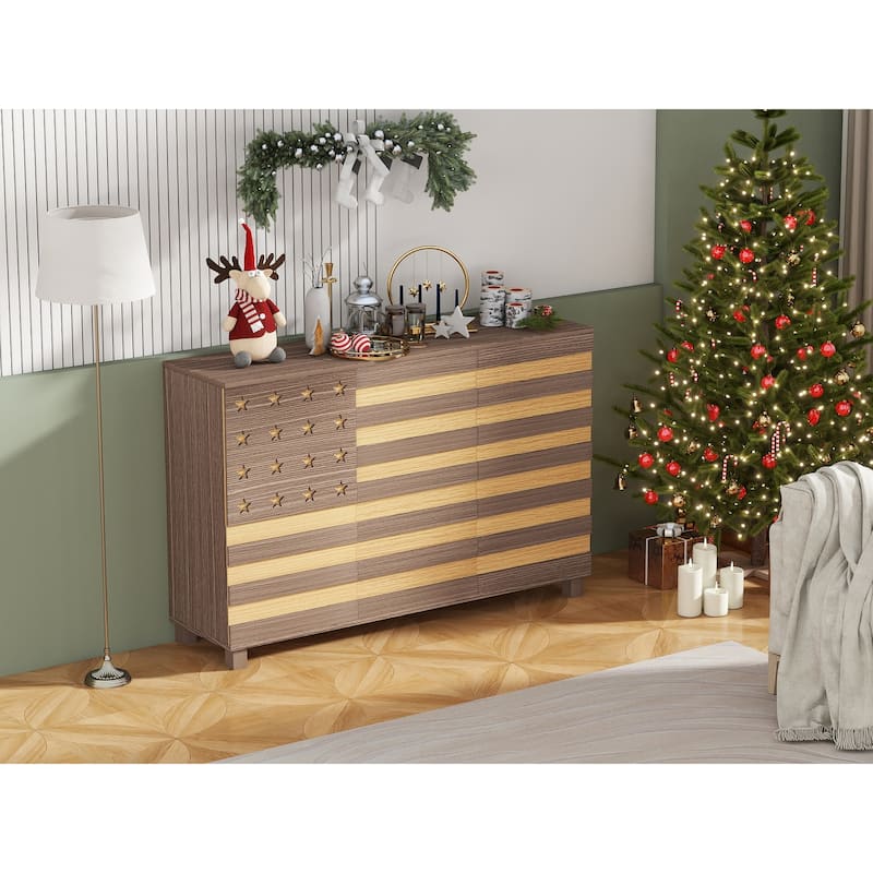 55" Buffet Sideboard Cabinet with Storage, Storage cabinet With Hand Carved Craftsmanship with 2 Drawers and 3 Doors