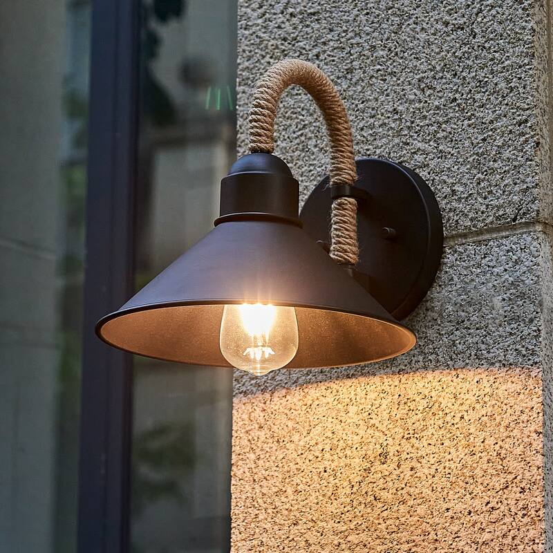 Natural Home 1 light 12 inch black finish Indoor Wall Sconce with decorative rope - 12 inch