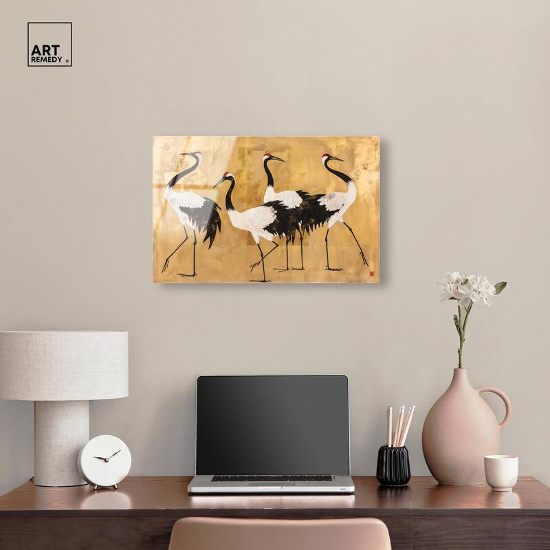 Birds of Gold Acrylic by Art Remedy, Ready to Hang