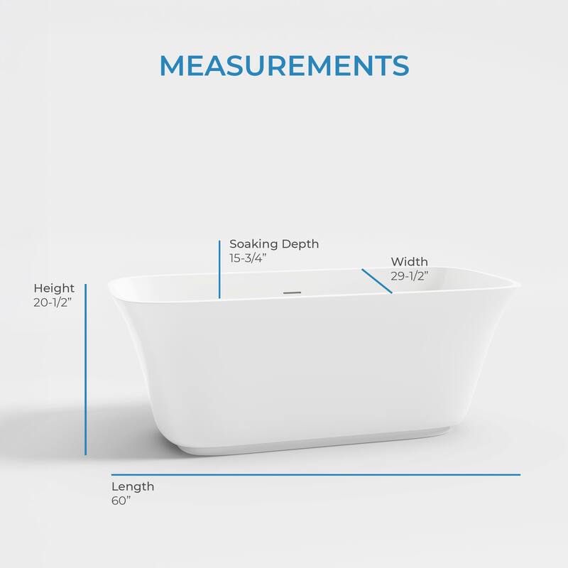 OVE Aveline 60-inch Free-Standing Bathtub in Glossy White