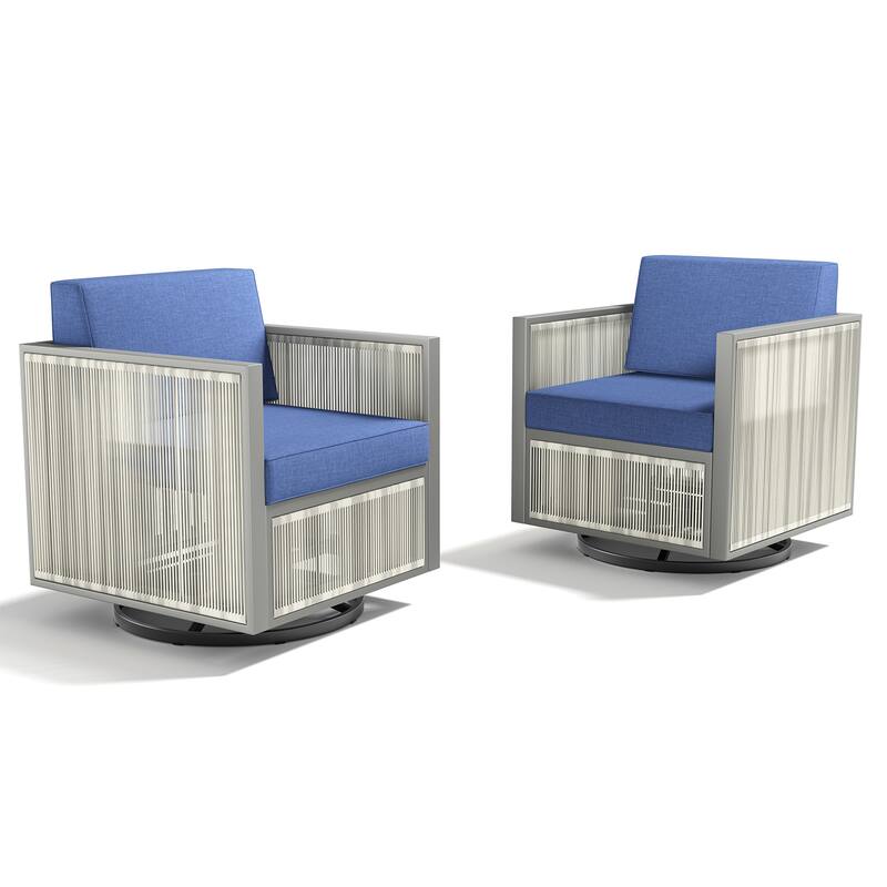 Gymojoy Outdoor Swivel Glider Chairs Wicker Patio Chairs with Thick Cushions