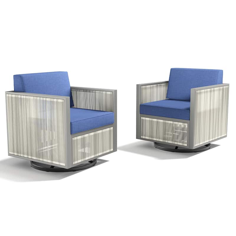 Pocassy 5 Inch Outdoor Swivel Chairs Set of 2