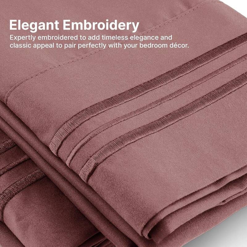CGK Linens 4 Piece Solid Microfiber Deep Pocket Soft Bed Sheet Set