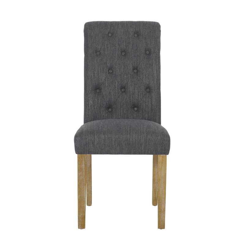 Set of 2 Fabric Upholstered Dining Chair with Wood Legs
