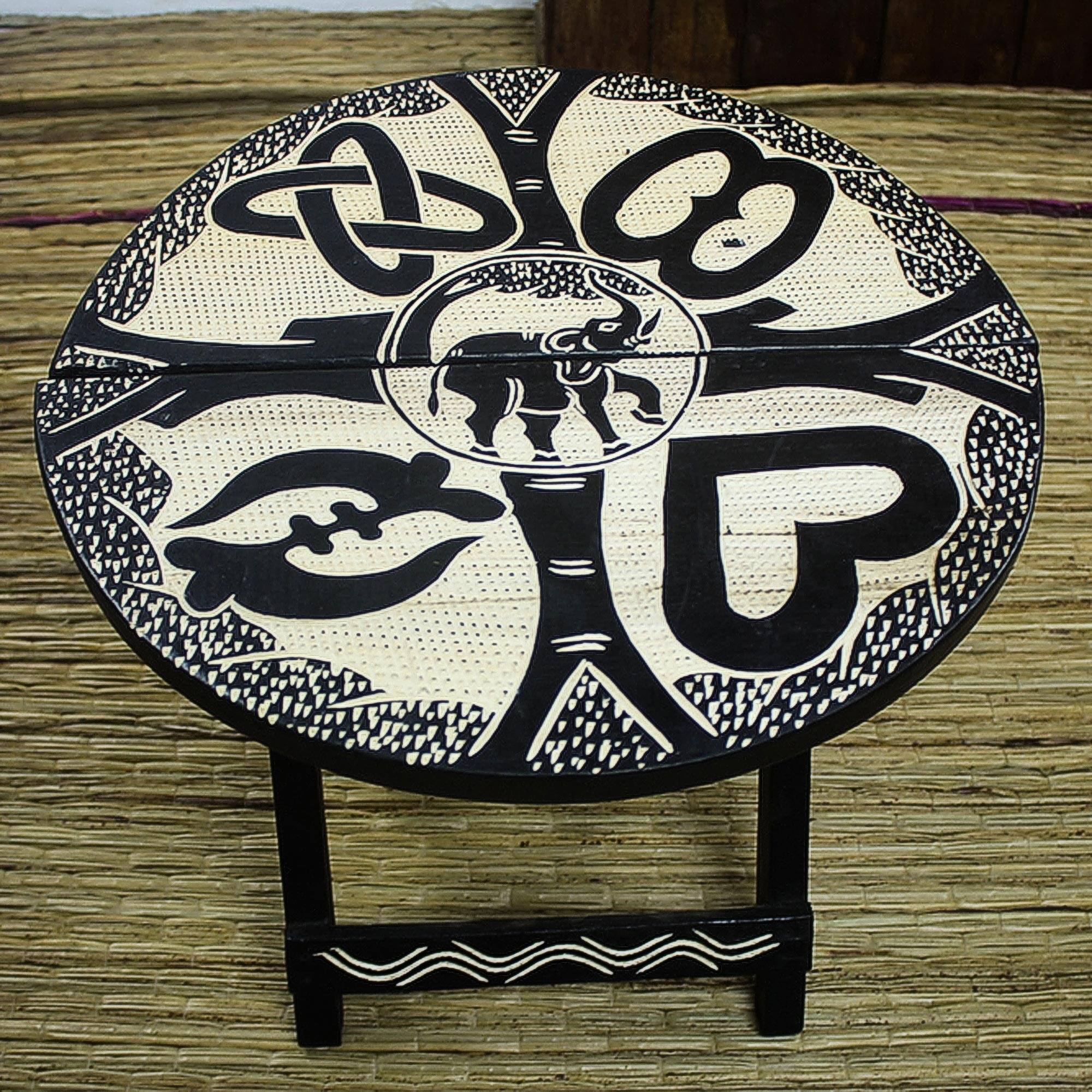 Novica Handmade Adinkra Elephant Wood Folding Table Bed Bath & Beyond