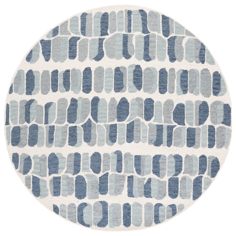 SAFAVIEH Handmade Metro Arantza Wool Rug - 6' Round - Blue/Ivory