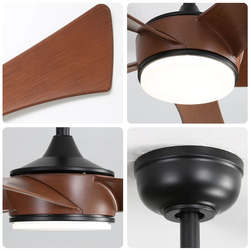 Sofucor Low Profile Ceiling Fan with Light and Remote Reversible Adjustable Rods LED Dimmable Light