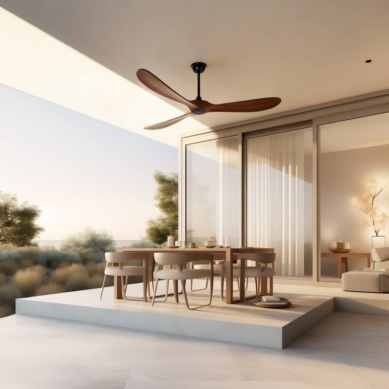 72"Large Size Solid Wood Ceiling Fan without Lights with Remote Control and Wall Switch, for Patio,Indoor,Living Room,Bedroom