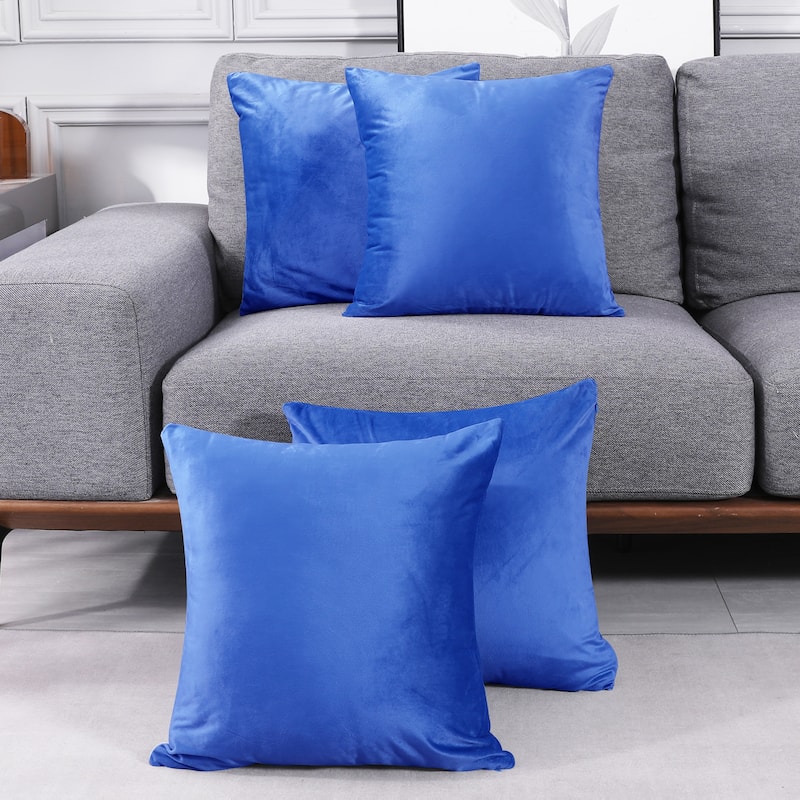 Deconovo Velvet Throw Pillow Covers 4 PCS (Cover Only) - 24x24 Inch - Blue