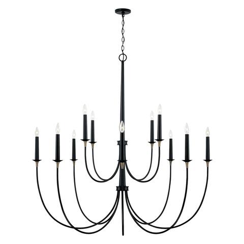 Amara 12-light Matte Black/ Brass Grand Chandelier