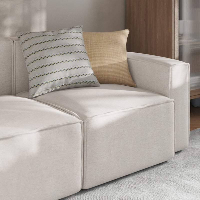 Contemporary Modular Sectional Sofa Right Side Chair with Armrest - Cream