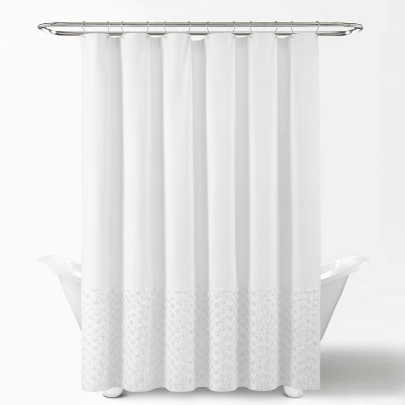 Lush Decor Boho Polka Dot Yarn Dyed Eco-Friendly Recycled Cotton Shower Curtain Single