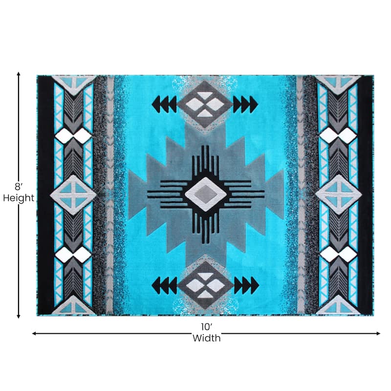Traditional Southwestern Style Olefin Fiber Geometric Area Rug
