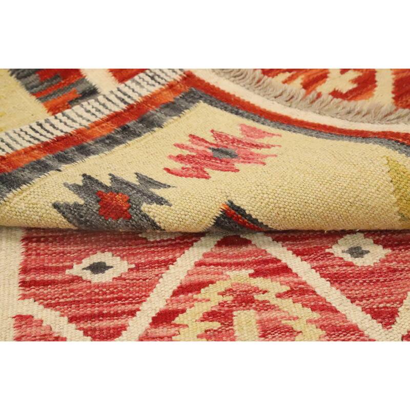 Hand Woven Oriental 100% Wool Carpet Southwestern Tribal Multi-Colored Kilim Runner Rug - 9' 7'' X 2' 6''