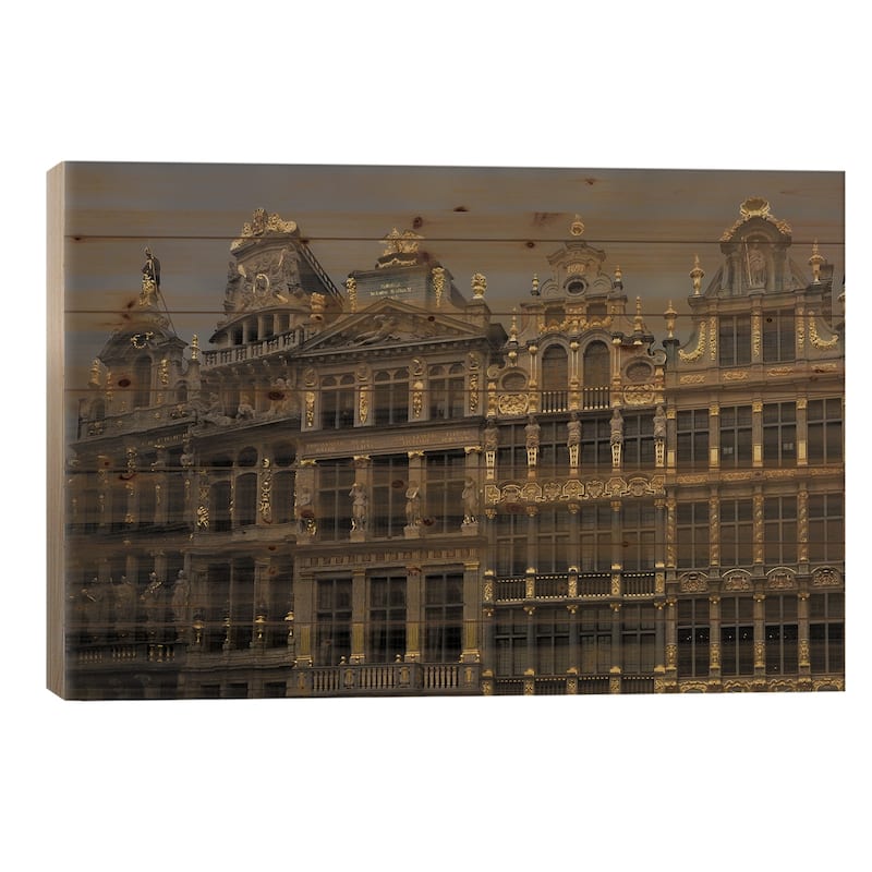 Grand Place Brussels Print On Wood by Gilliard Bressan - Multi-Color - 18x26x1.5
