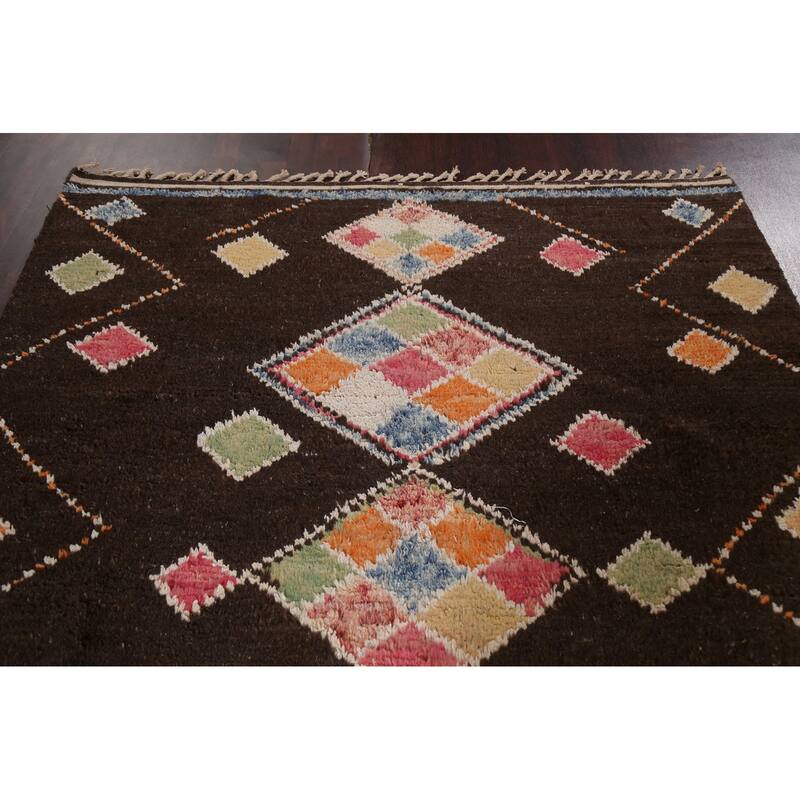 Tribal Oriental Geometric Moroccan Area Rug Hand-knotted Wool Carpet - 6'10" x 10'10"