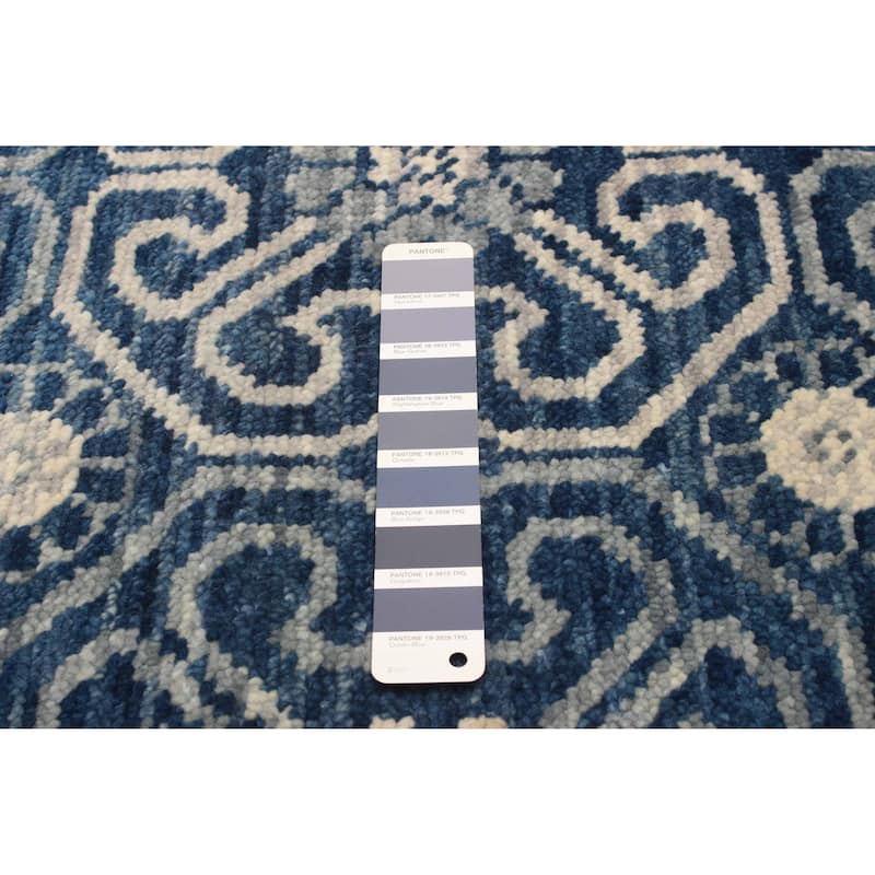 ECARPETGALLERY Hand-knotted Mystique Dark Blue Wool Rug - 5'0 x 6'11