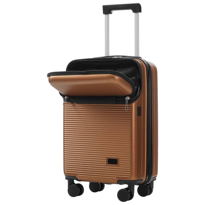 Luggage Sets 5 Piece with Half-opening, Hardside Carry On Suitcase Set with Double Spinner Wheel, with USB Port,TSA Locks