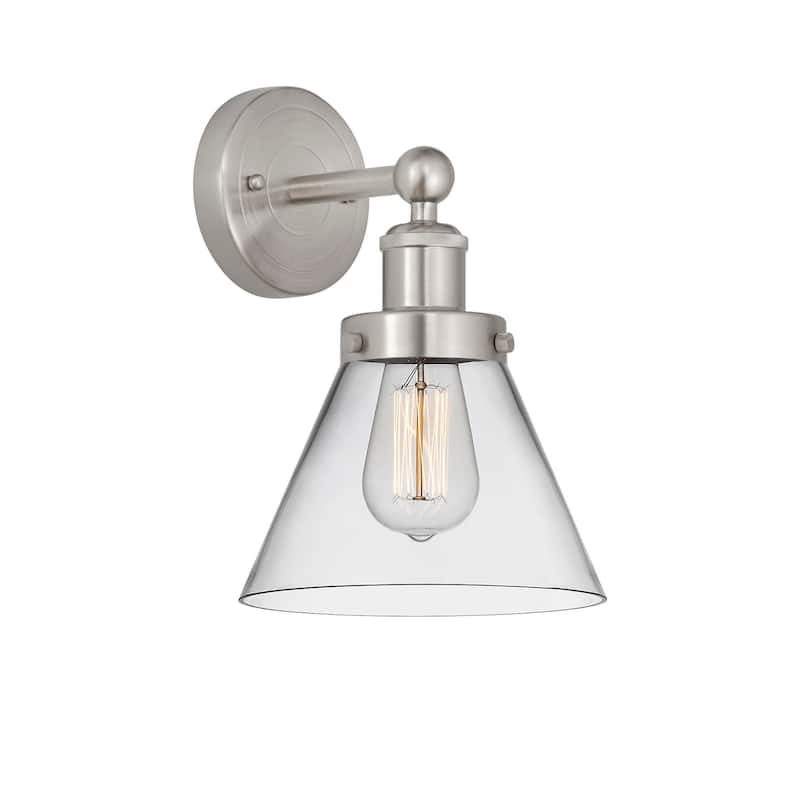 Innovations Lighting 616-1W-12-8 Cone Sconce Cone 12" Tall Wall Sconce - Brushed Satin Nickel / Clear