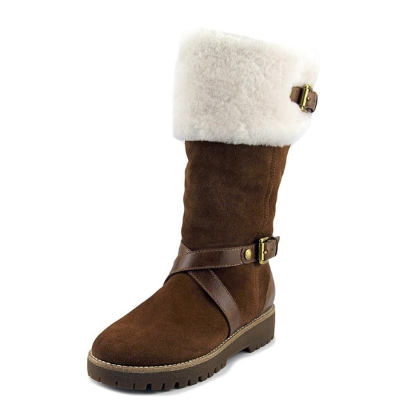 Shop Michael Michael Kors Fawn Boot Women Round Toe Suede Tan Winter Boot Overstock 17997774