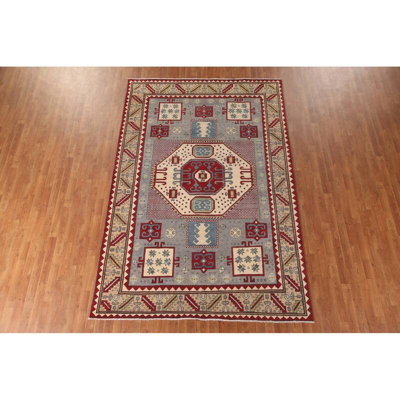 Kazak Oriental Area Rug Handmade Wool Carpet - 6'8" x 10'2"