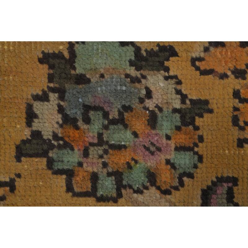 Hand Knotted Oriental 100% Wool Carpet Traditional Floral Yellow & Gold Tabriz Area Rug - 9' 1'' X 6' 3''