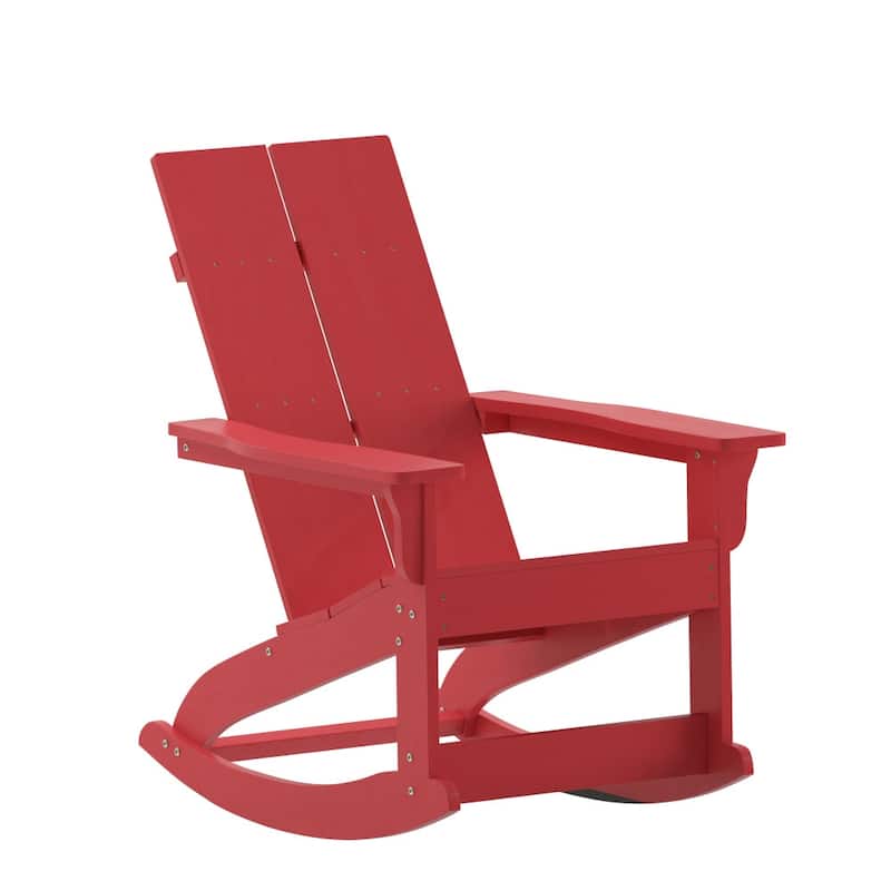 Modern 2-Slat Adirondack Poly Resin Rocking Chair for Indoor/Outdoor Use