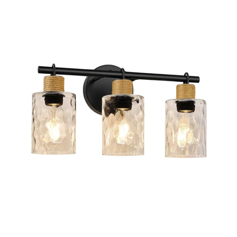 3 Light light fixtures matte black vanity light and mirror glass, metal wall lamp