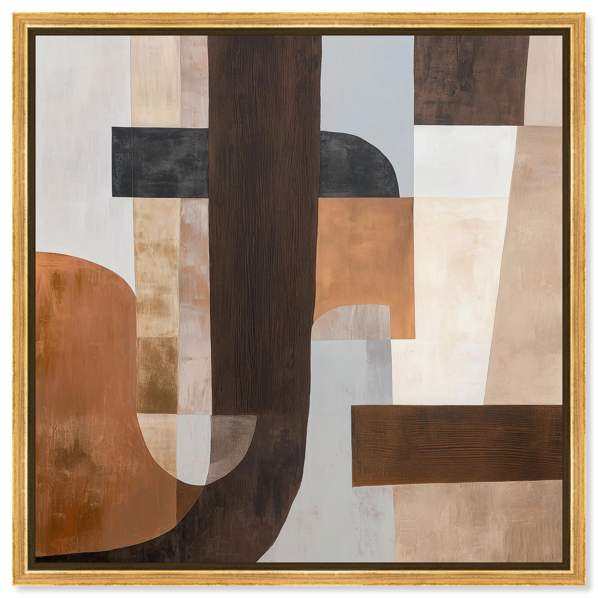 Brown and Beige Modern Wall Art Canvas Print by Art Remedy