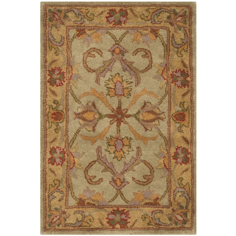 SAFAVIEH, Handmade Heritage Byzantium Traditional Oriental Wool Rug - 7'6" x 9'6" Oval - Green/Gold