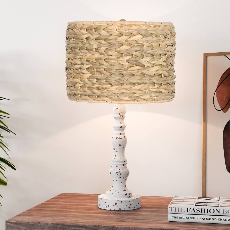 21.2-inch Handwoven Rattan Poly Table Lamp - Brown