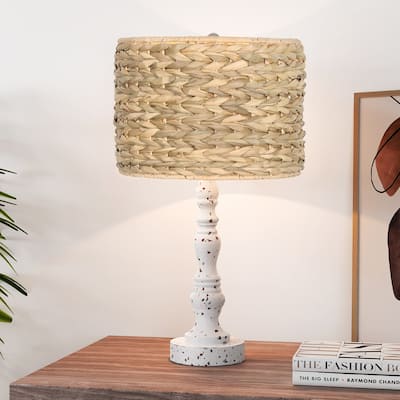 21.2-inch Handwoven Rattan Poly Table Lamp