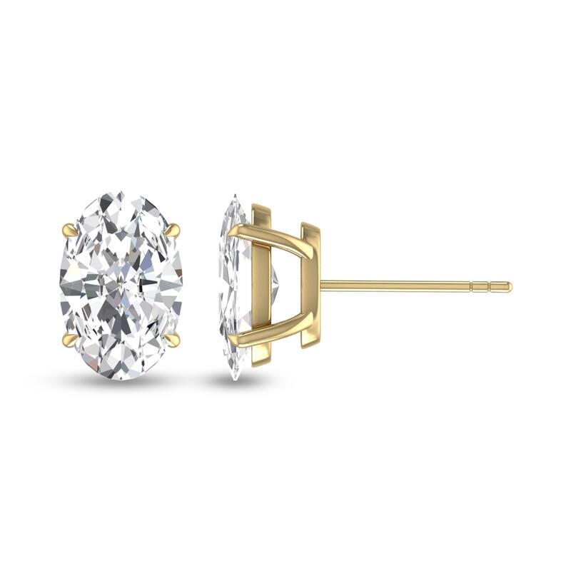 Marquee Lab Grown 1/2 Carat Oval Solitaire Diamond Earrings in 14K Yellow Gold