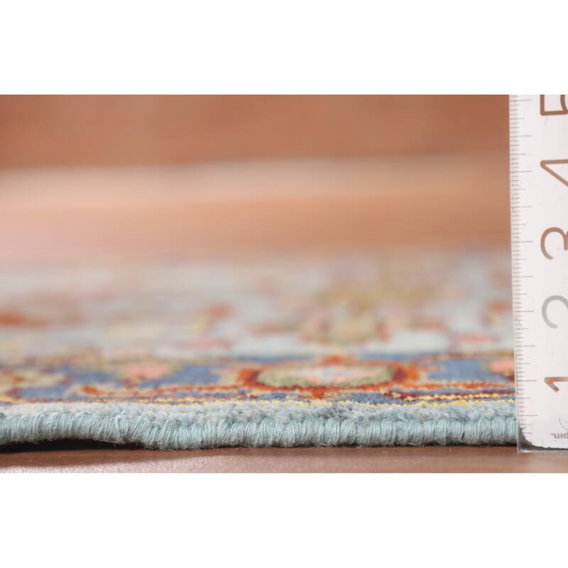 Light Blue Oushak Oriental Accent Rug Hand-Knotted Wool Carpet - 3'0" X 4'11"